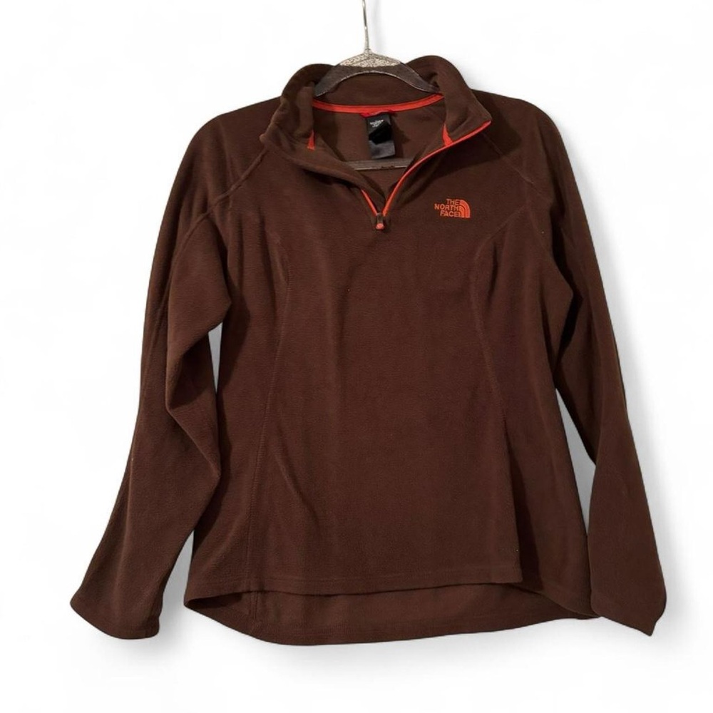 The North Face Brown Fleece 1/4 Zip with Orange Accents
